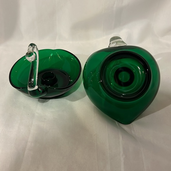 2 Vintage Duncan Miller Emerald Green Candle Holders - Picture 3 of 8